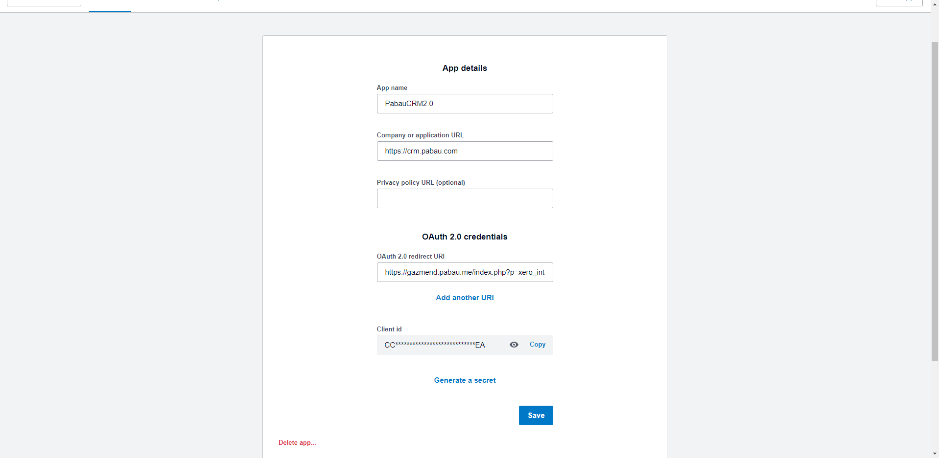 [Xero Integration] First time setup
